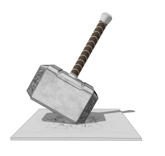 雷神之锤摆件草图大师模型,现代装饰品su模型下载