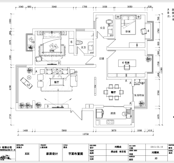 祥细客厅卧室家装户型图三居CAD，免费下载