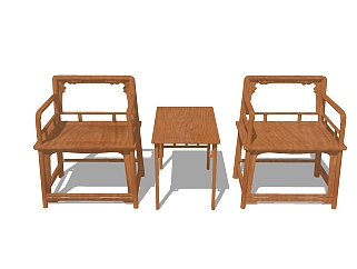 <em>中式</em>精品桌椅<em>组合</em>草图大师模型，单椅sketchup模型下载