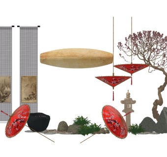 日式枯山水园艺小品草图大师模型，枯山水园艺小品sketchup模型免费下载