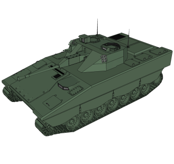瑞典CV-90轻型坦克草图大师模型，坦克SU模型下载