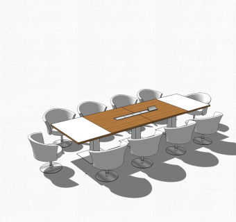 现代简约会议桌草图大师模型，会议桌sketchup模型下载r