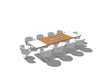 现代简约会议桌草图大师模型，会议桌sketchup模型下载r