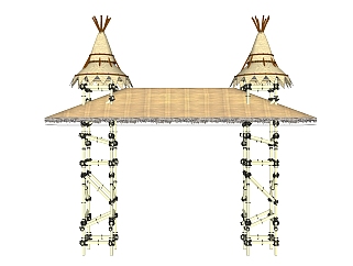 现代竹制品草图大师模型，竹制品sketchup模型下载