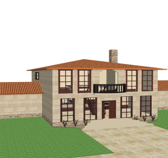 现代独栋别墅草图大师模型下载，独栋别墅sketchup模型