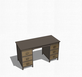 现代班台桌草图大师模型，班台桌sketchup模型下载