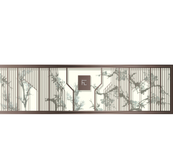 新中式景观墙草图大师模型，景观墙sketchup模型下载