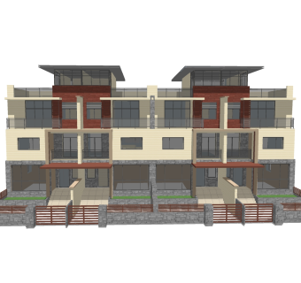 现代别墅外观草图大师模型，别墅外观sketchup模型免费下载