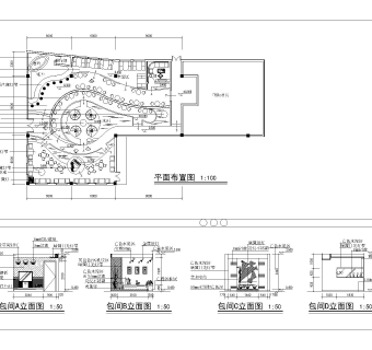 优雅型咖啡厅内部装修方案CAD图纸下载