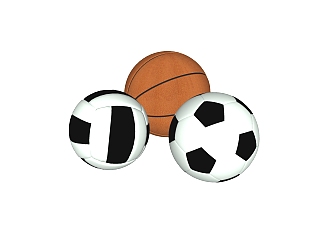现代足球<em>篮球</em>排球组合草图大师模型，球组合su模型下载