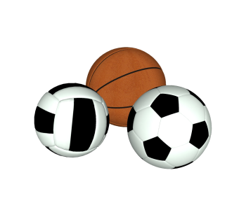 现代足球篮球排球组合草图大师模型，球组合su模型下载