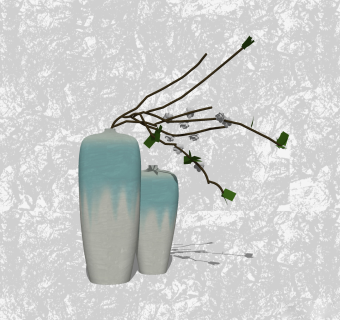 梅花插花su模型，花瓶花艺草图大师模型下载