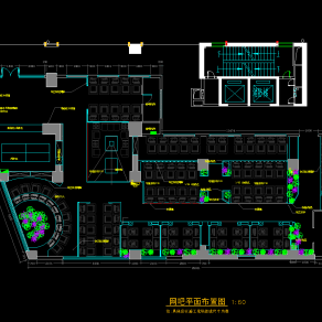原创网吧CAD装修方案，网吧CAD施工图纸下载