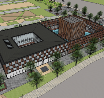 现代办公楼草图大师模型，办公楼sketchup模型免费下载