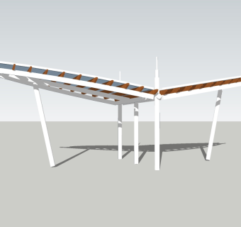 现代廊架草图大师模型，廊架sketchup模型下载