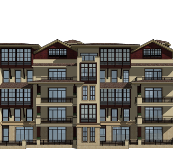 中式别墅草图大师模型，别墅sketchup模型