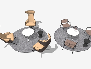<em>现代休闲桌椅组合</em>su模型，休闲桌椅sketchup模型下载