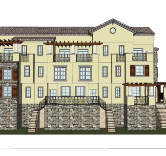 欧式别墅外观草图大师模型，SU模型免费下载