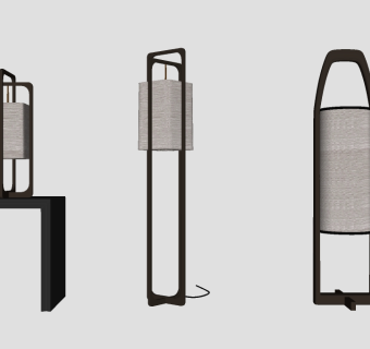 新中式落地灯草图大师模型，落地灯sketchup模型下载