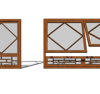 中式窗草图大师模型，中式窗SU模型下载