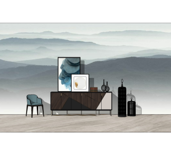 现代轻奢电视柜sketchup模型，电视柜草图大师模型下载