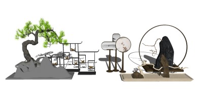 新中式饰品摆件组合skb模型分享，饰品摆件su模型下载
