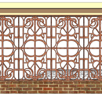 中式景观墙SU模型下载，景观墙skb模型分享