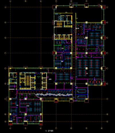 特色办公室施工图，办公室CAD建筑图纸下载