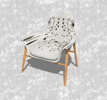 现代创意小座椅su模型，背靠椅草图大师模型下载