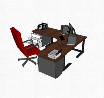 现代老板桌su模型，老板桌sketchup模型下载
