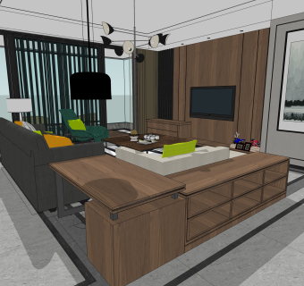 现代风家装草图大师模型，家装SU模型下载