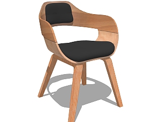 现代<em>实木单椅</em>草图大师模型，单椅sketchup模型下载