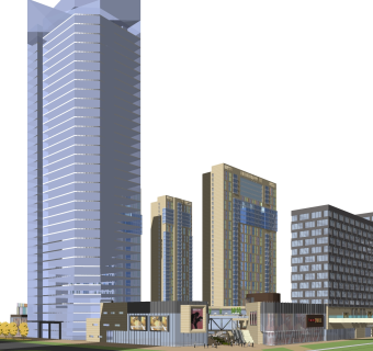 现代高层办公楼草图大师模型，高层办公楼sketchup模型免费下载