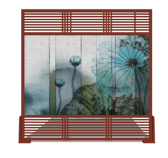 中式隔断屏风sketchup模型，屏风草图大师模型下载