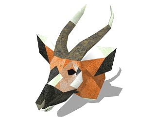 现代动物头颅装饰品免费草图大师模型，动物头颅装饰品...