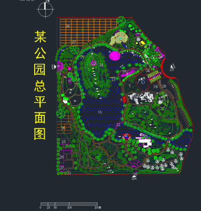 原创休闲公园平面规划图纸，公园景观CAD施工图纸下载