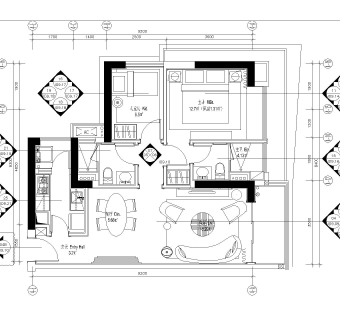 现代-室两厅90㎡华涌样板间施工图CAD图纸分享