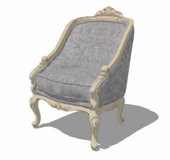 欧式单人沙发免费su模型，单人沙发skp模型下载