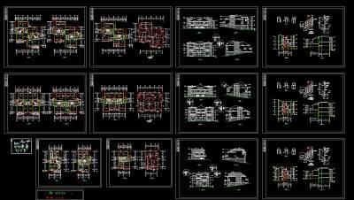 山体别墅北入口全套施工图，别墅CAD设计图纸下载