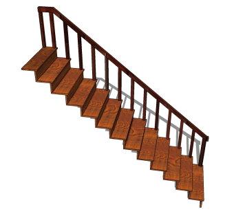 日式实木楼梯SU模型下载，楼梯草图大师模型