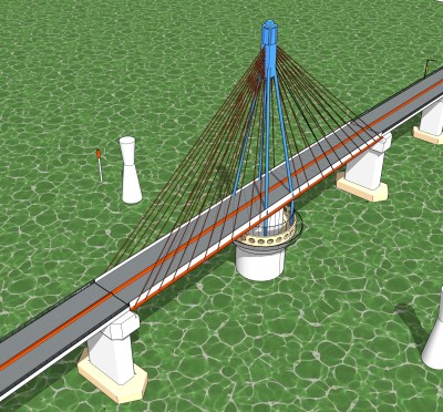 悬索桥设计草图大师模型下载，sketchup悬索桥su模型分享