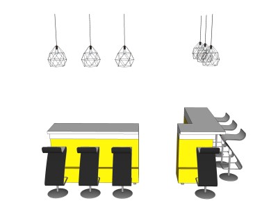 现代简约吧台su模型，吧台草图大师模型下载