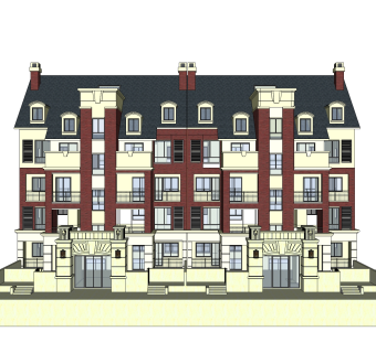 欧式联排别墅su模型，别墅sketchup模型下载