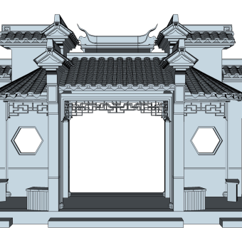 中式古建牌坊草图大师模型下载，古建牌坊su模型下载