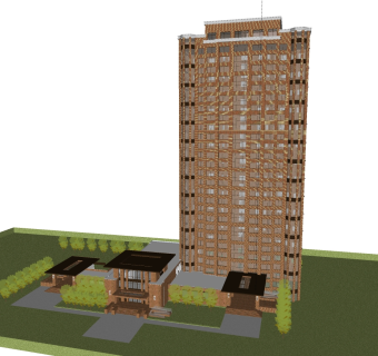 欧式高层公寓楼sketchup模型，公寓草图大师模型下载