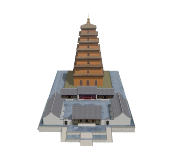 唐朝建筑SU模型，唐朝建筑SKP模型下载