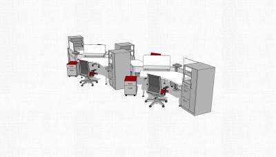 办公用品办公桌sketchup模型，办公桌skp模型，办公桌su素材下载