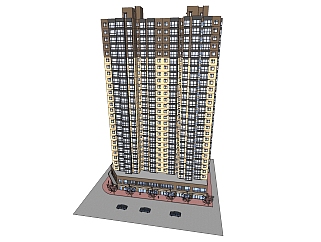 <em>现代住宅楼</em>sketchup模型下载，高层住宅楼草图大师模型