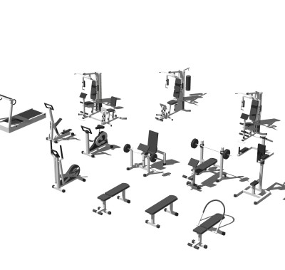 现代运动器材草图大师模型，运动器材SKB文件下载