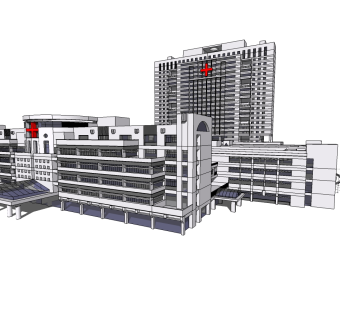 现代医院草图大师模型，医院su模型下载